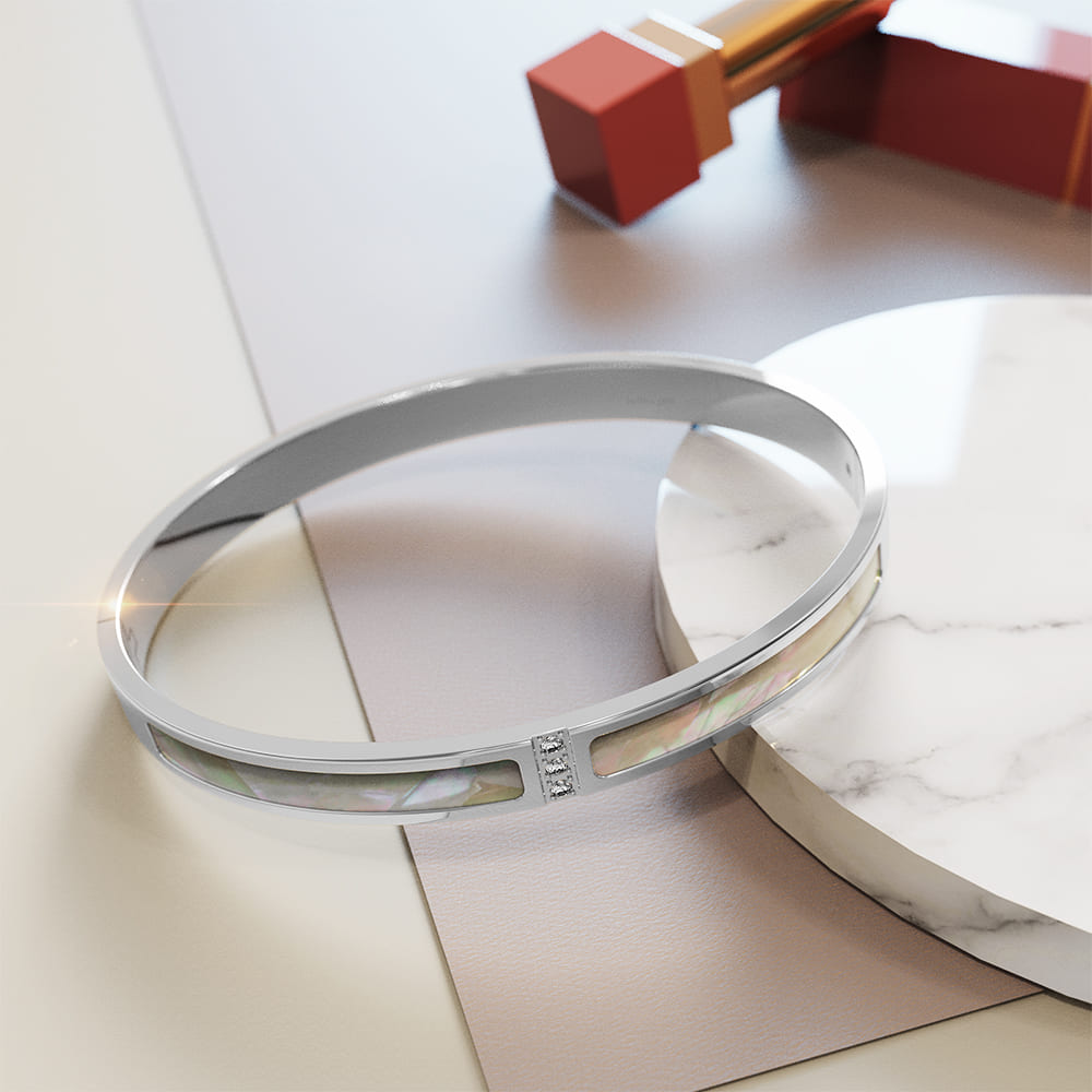 Modest Hinged Bangle in High Polish Stainless Steel