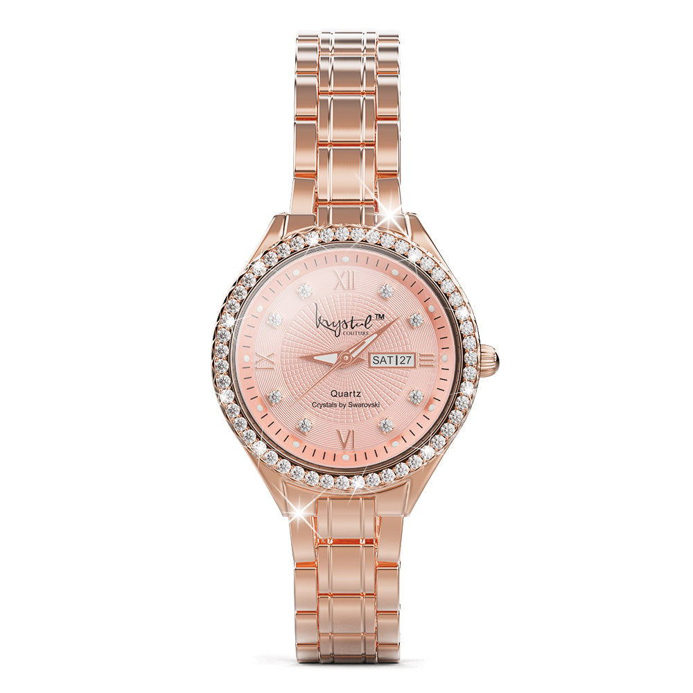 Lustrous Rose Gold Pink Watch Embellished With SWAROVSKI® Crystals
